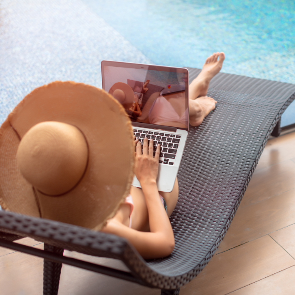 woman by pool 